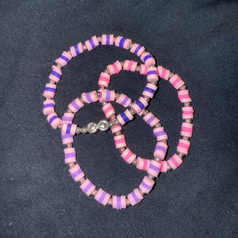 🌹 Infinity Charm Pink and Purple Beaded Bracelet